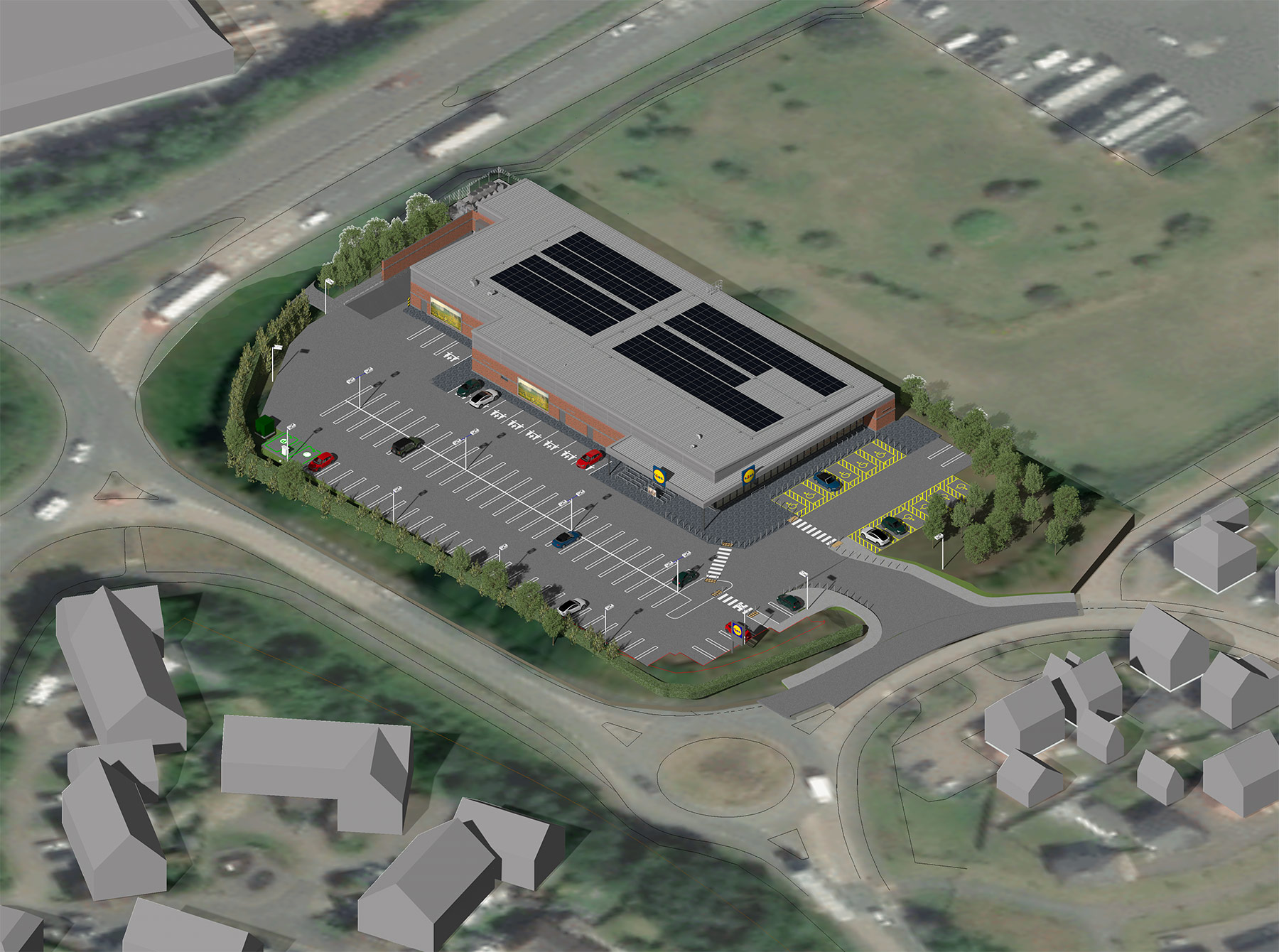 3D aerial visual of the proposed store