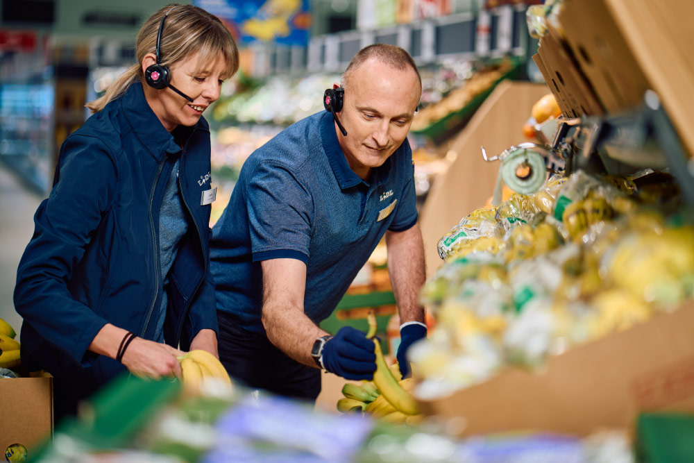 Lidl staff, fruit and veg