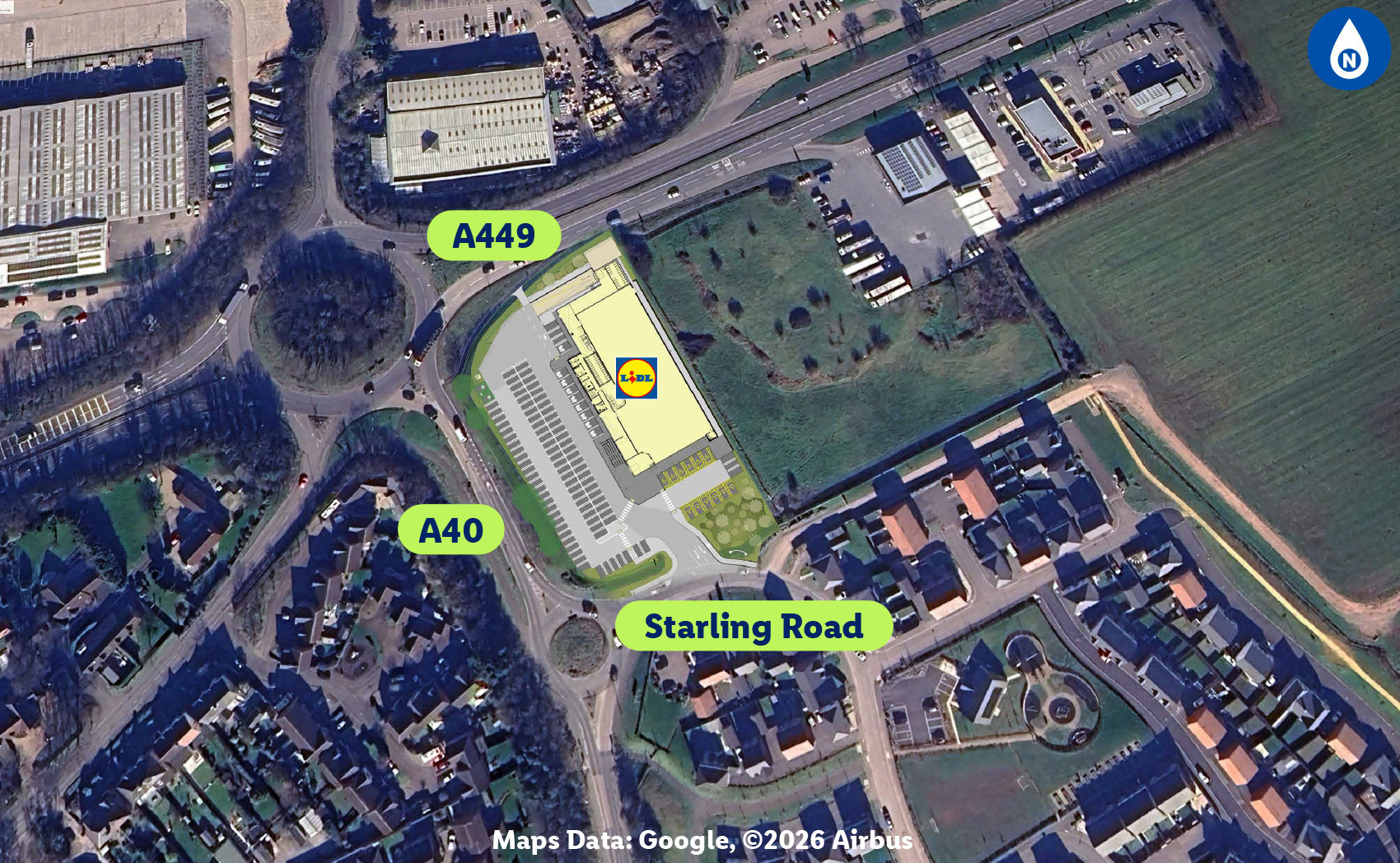 aerial photograph of the site with proposed store